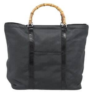 Gucci Bamboo Nylon Handbag 002 Gray